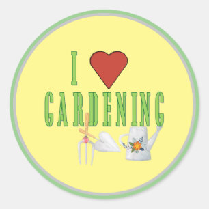 Pegatina Redonda Me Encanta El Jardín Texto Ilustrado