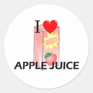 Pegatina Redonda Me encanta el jugo de Apple