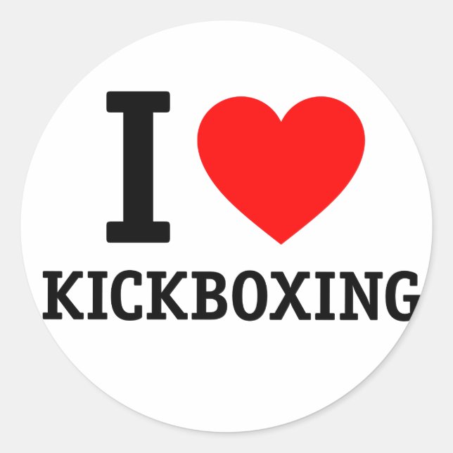 Pegatina Redonda Me encanta el Kickboxing (Anverso)