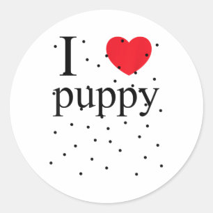 Pegatina Redonda Me encanta el Mascota de Perro Camisas de Cachorro