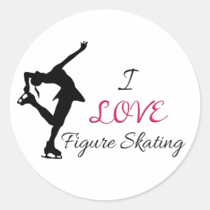 Pegatina Redonda Me encanta el patinaje artístico