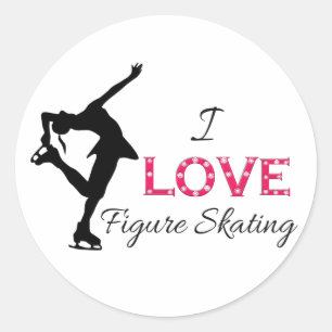 Pegatina Redonda ME ENCANTA El Patinaje Artístico, Los Copos De Nie