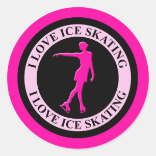 PEGATINA REDONDA ME ENCANTA EL PATINAJE DE HIELO