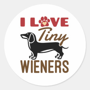 Pegatina Redonda Me Encanta El Pequeño Wieners Miniatura Dachshund