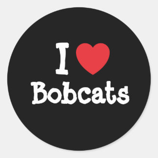 Pegatina Redonda Me encanta el personalizado de corazón de Bobcats