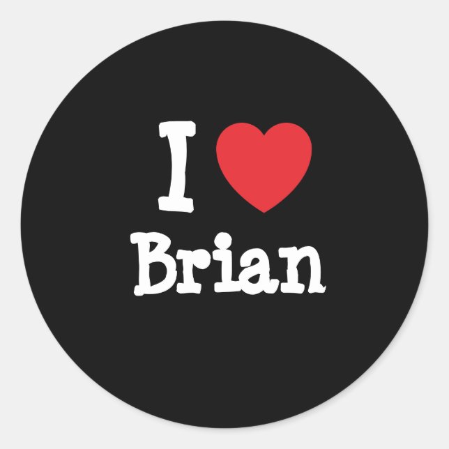 Pegatina Redonda Me encanta el personalizado de corazón de Brian pe (Anverso)