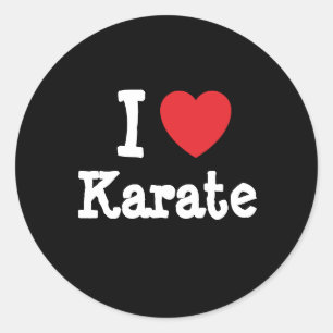 Pegatina Redonda Me encanta el personalizado de corazón de Karate p
