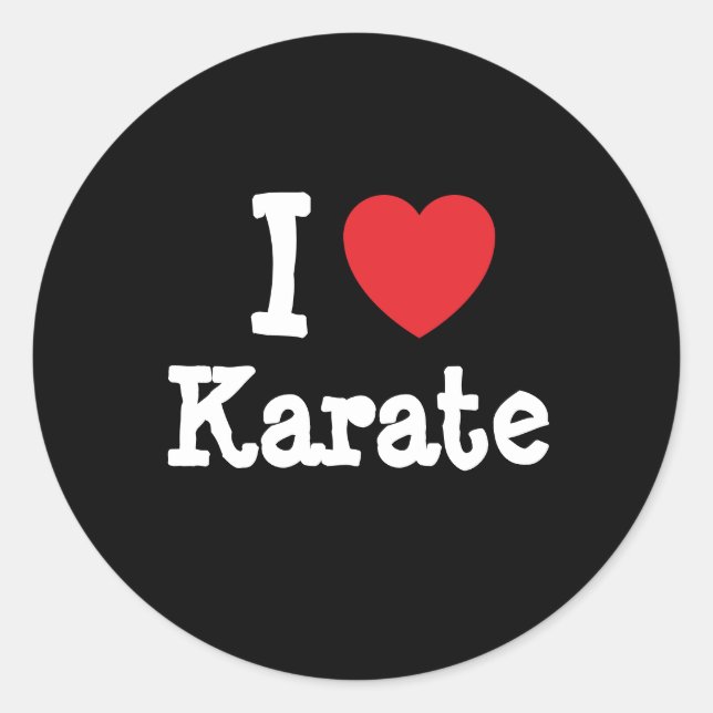 Pegatina Redonda Me encanta el personalizado de corazón de Karate p (Anverso)