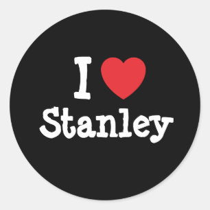 Pegatina Redonda Me encanta el personalizado de corazón de Stanley 