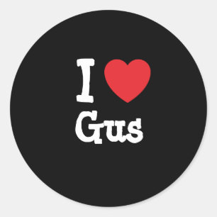 Pegatina Redonda Me encanta el personalizado del corazón de Gus per
