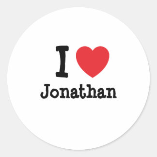 Pegatina Redonda Me encanta el personalizado del corazón de Jonatha
