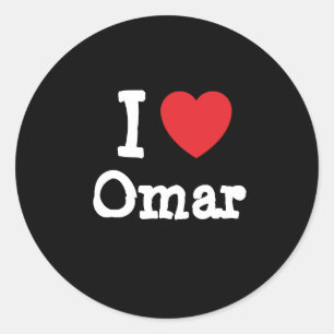 Pegatina Redonda Me encanta el personalizado del corazón de Omar pe