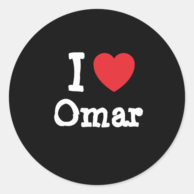 Pegatina Redonda Me encanta el personalizado del corazón de Omar pe (Anverso)