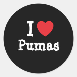 Pegatina Redonda Me encanta el personalizado del corazón de Pumas p