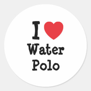 Pegatina Redonda Me encanta el personalizado del corazón del Polo