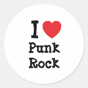 Pegatina Redonda Me encanta el personalizado del corazón del Rock P