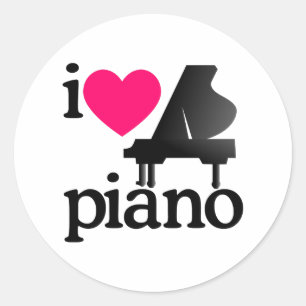 Pegatina Redonda Me encanta el piano