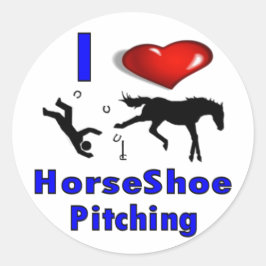 Pegatina Redonda Me encanta el Pitching de los zapatos de caballo