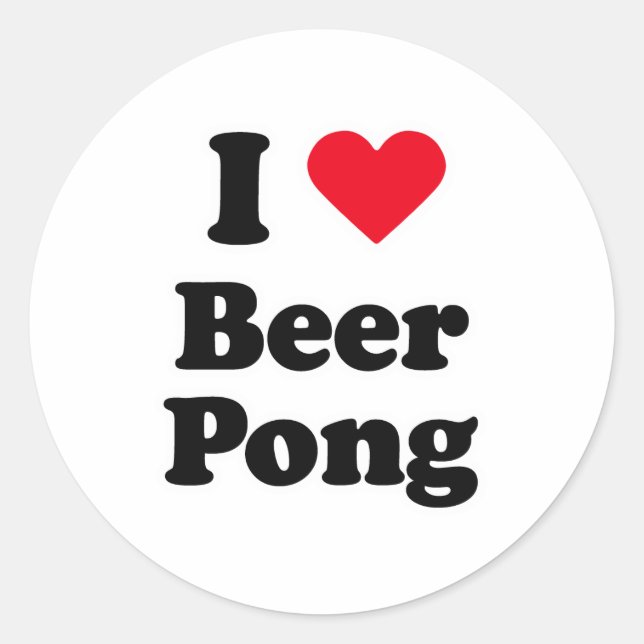 Pegatina Redonda Me encanta el pong de cerveza (Anverso)
