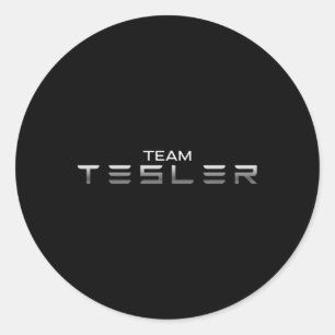 Pegatina Redonda Me encanta el presidente de Tesler, Trump, respald