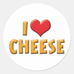 Pegatina Redonda Me encanta el queso del corazón - amante de los pr