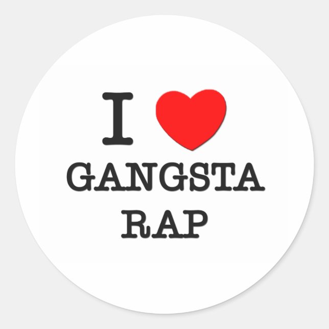 Pegatina Redonda Me encanta el rap de Gangsta (Anverso)