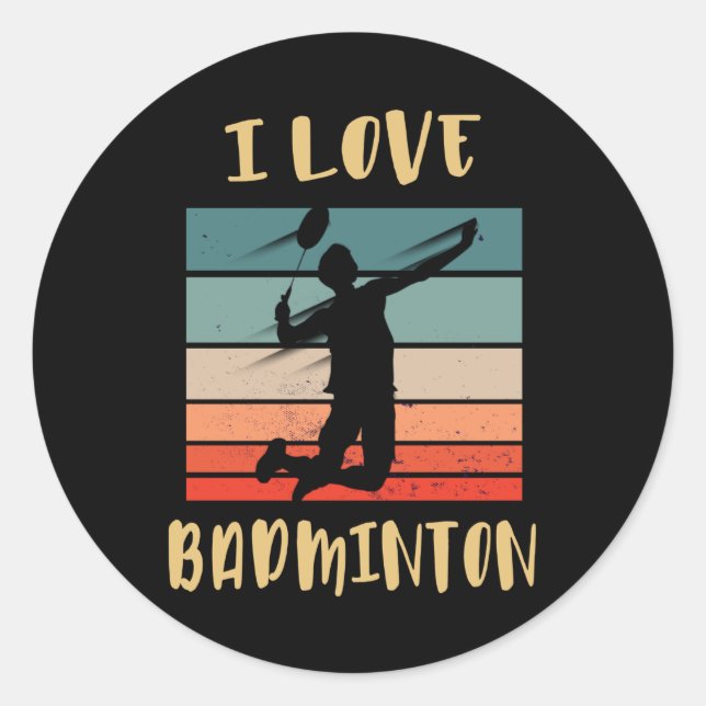 Pegatina Redonda Me Encanta El Smash Salto De Badminton (Anverso)