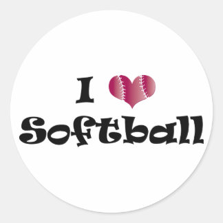 Pegatina Redonda Me encanta el Softball