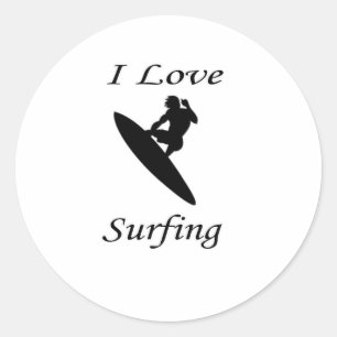 Pegatina Redonda Me encanta el surf