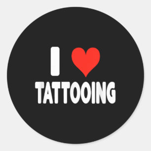 Pegatina Redonda Me encanta el tatuaje - corazón -