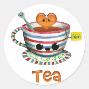 Pegatina Redonda Me encanta el té