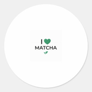 Pegatina Redonda Me encanta el té verde Matcha minimalista