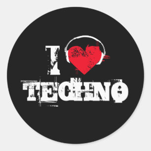 Pegatina Redonda Me encanta el tecno