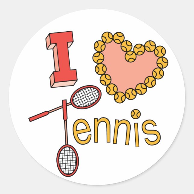 Pegatina Redonda Me encanta el tenis (Anverso)