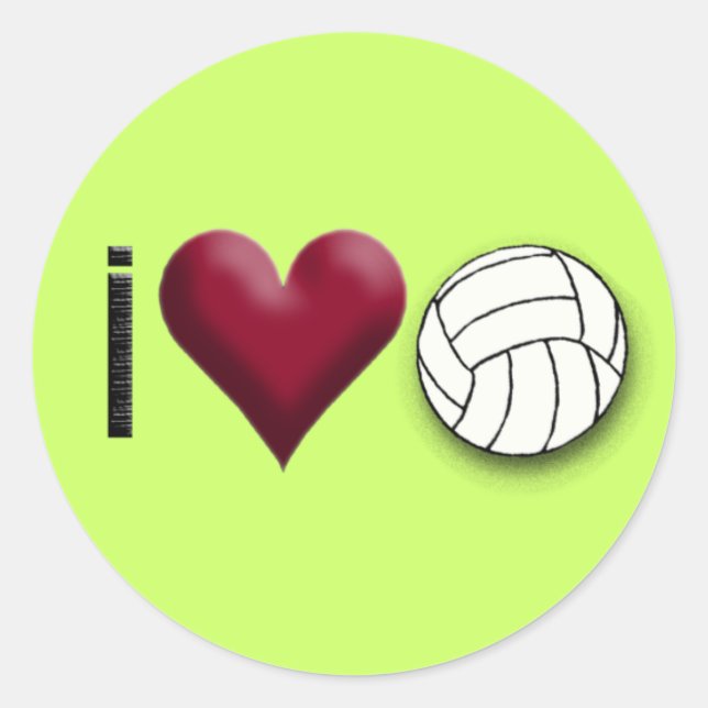 Pegatina Redonda me encanta el voleibol (Anverso)