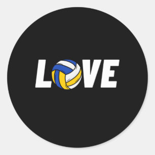 Pegatina Redonda Me encanta el voleibol