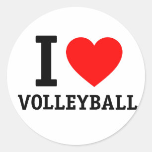 Pegatina Redonda Me encanta el voleibol
