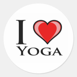Pegatina Redonda Me encanta el yoga
