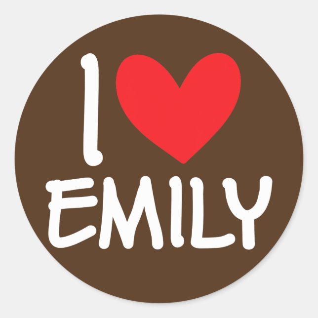 Pegatina Redonda Me encanta Emily Nombre Chica Personalizada Mujer  (Anverso)