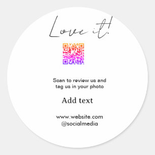 Pegatina Redonda Me encanta escanear código QR revisar compartir fo