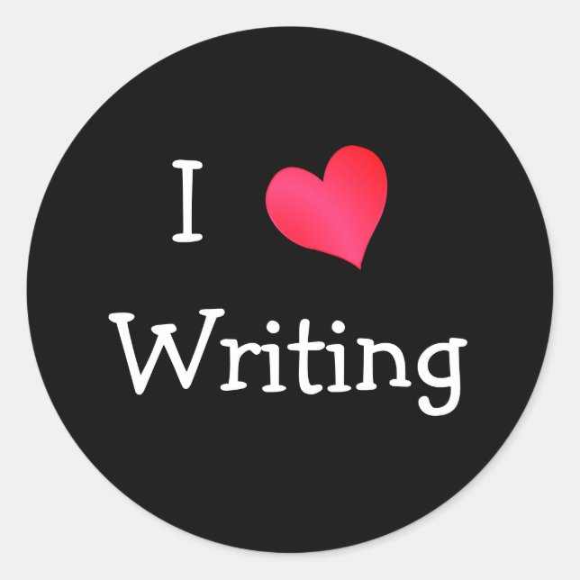 Pegatina Redonda Me Encanta Escribir (Anverso)