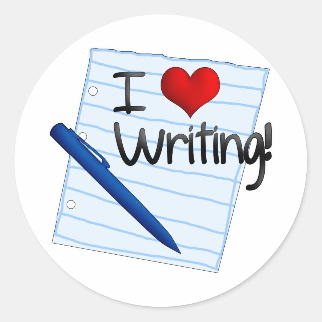 Pegatina Redonda Me Encanta Escribir (Anverso)