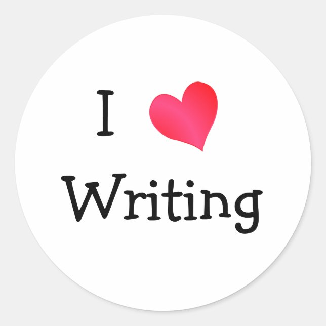 Pegatina Redonda Me Encanta Escribir (Anverso)
