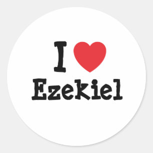 Pegatina Redonda Me encanta Ezekiel corazón personalizado personal