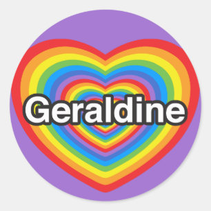 Pegatina Redonda Me encanta Geraldine. Te amo Geraldine. Corazón