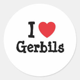 Pegatina Redonda Me encanta Gerbils personalizado de corazón person