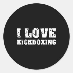 Pegatina Redonda Me encanta gimnasio de kickboxing Fitness para hom