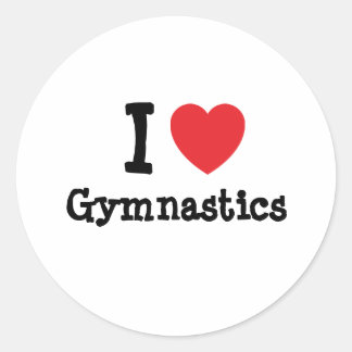 Pegatina Redonda Me encanta Gymnastics personalizado de corazón per