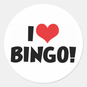 Pegatina Redonda Me encanta Heart Bingo! - Amantes del Bingo