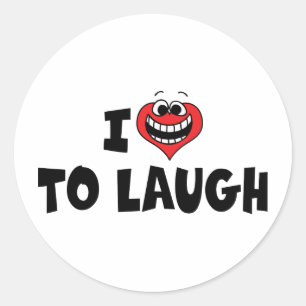 Pegatina Redonda Me encanta Heart To Laugh - Amante de la comedia